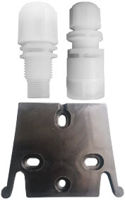 Chemical dosing pump injection fitting and foot valve installation kit