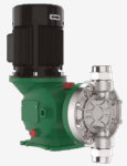 Motor diaphragm metering pumps 9-530 l/hr up to 12 bar designed to operate continuously for long periods