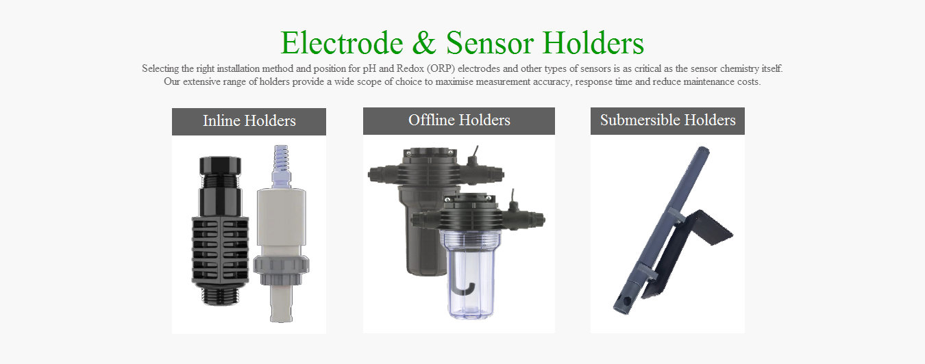 range of immersion probe holders for pH and redox electrodes