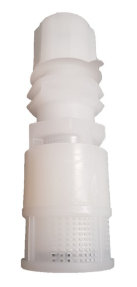 Dosing pump foot valves in pvdf with integrated strainer and non-return valve resistant to aggressive chemicals