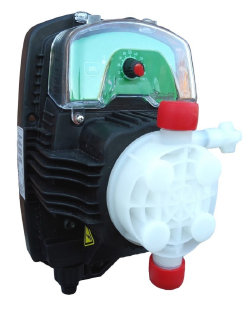 Chemical dosing pumps with manual stroke adjustment in wall mounted housing flow rates 0.4-110 l/Hr exceptional precision and reliability 
